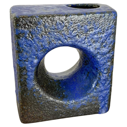 Brutalist Cubic Hole Pottery Vase by Piet Vest Ceramics, 1970s