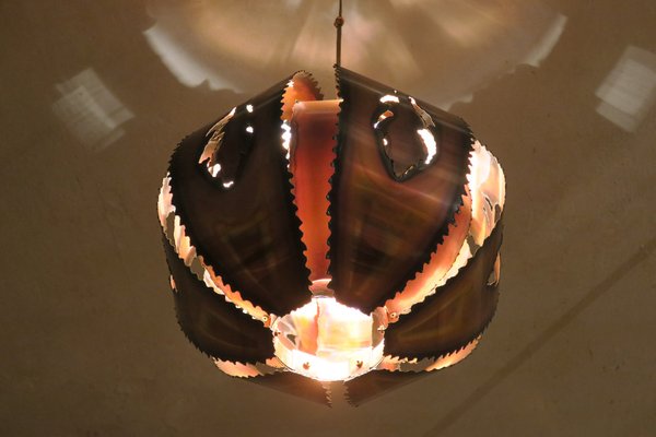 Brutalist Danish Copper Pendant Light, 1970s-ED-1778039