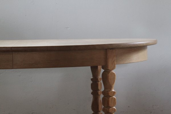 Brutalist Danish Extending Dining Table in Oak, 1960s-QNP-2016536