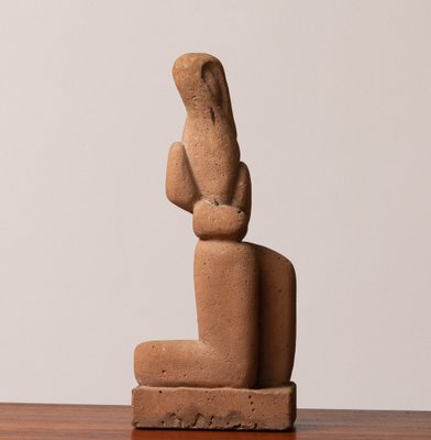 Brutalist Decorative Brown Sanded Concrete Statue, 1980s-JE-1306258