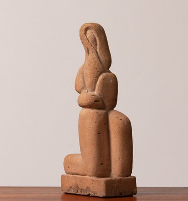 Brutalist Decorative Brown Sanded Concrete Statue, 1980s-JE-1306258