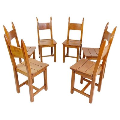 Brutalist Dining Chairs, 1970s, Set of 6-JG-1797704