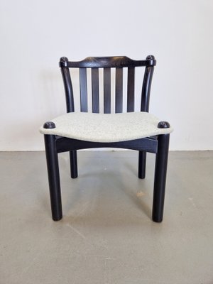 Brutalist Dining Chairs in Black Wood, Italy, 1970s, Set of 4-AXJ-1702234