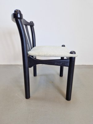 Brutalist Dining Chairs in Black Wood, Italy, 1970s, Set of 4-AXJ-1702234