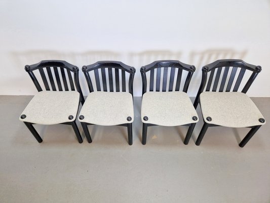 Brutalist Dining Chairs in Black Wood, Italy, 1970s, Set of 4-AXJ-1702234