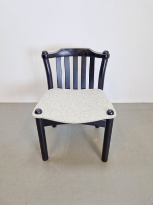 Brutalist Dining Chairs in Black Wood, Italy, 1970s, Set of 4-AXJ-1702234