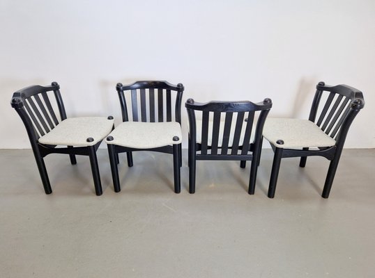 Brutalist Dining Chairs in Black Wood, Italy, 1970s, Set of 4-AXJ-1702234