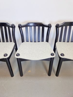 Brutalist Dining Chairs in Black Wood, Italy, 1970s, Set of 4-AXJ-1702234