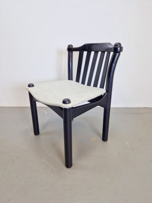 Brutalist Dining Chairs in Black Wood, Italy, 1970s, Set of 4-AXJ-1702234