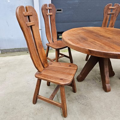 Brutalist Dining Set from De Puydt Belgium 1970s, Set of 5-WBX-1814933