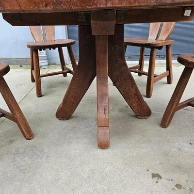 Brutalist Dining Set from De Puydt Belgium 1970s, Set of 5-WBX-1814933