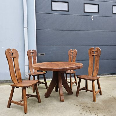 Brutalist Dining Set from De Puydt Belgium 1970s, Set of 5-WBX-1814933