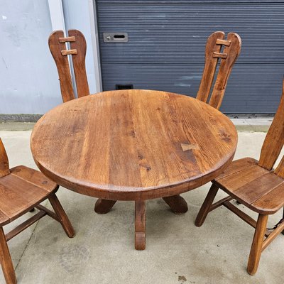 Brutalist Dining Set from De Puydt Belgium 1970s, Set of 5-WBX-1814933