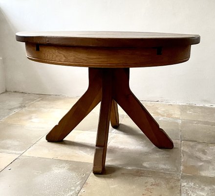 Brutalist Dining Table Made of Massive Oak, Belgium 1970s-APD-1755790