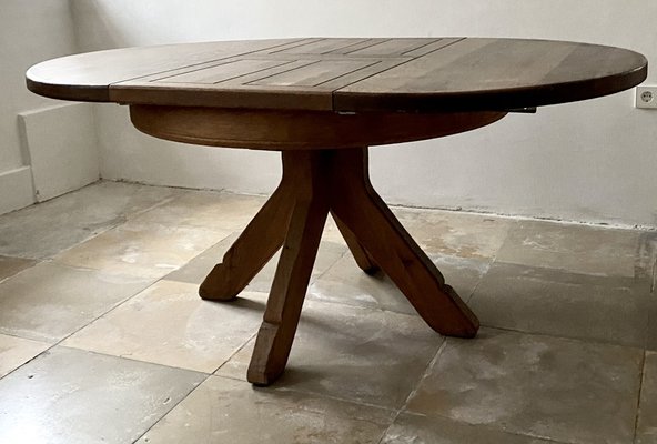 Brutalist Dining Table Made of Massive Oak, Belgium 1970s-APD-1755790