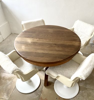 Brutalist Dining Table Made of Massive Oak, Belgium 1970s-APD-1755790