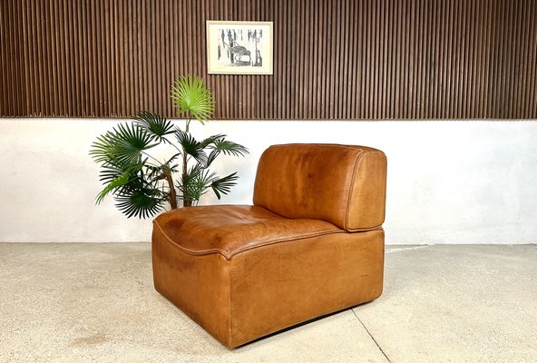 Brutalist Ds-15 Leather Lounge Chair from de Sede, Switzerland, 1970s-JP-1773167