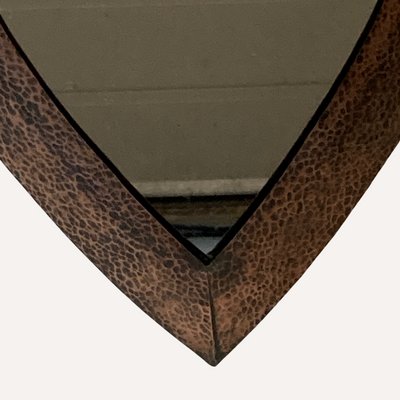 Brutalist Dutch Copper Hammered Triangle Mirror, 1920s-BHG-1318840