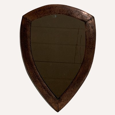 Brutalist Dutch Copper Hammered Triangle Mirror, 1920s-BHG-1318840