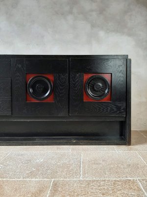 Brutalist Ebonized Oak Credenza in Black and Red from De Coene, 1970s-TDA-1376468