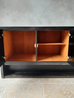 Brutalist Ebonized Oak Credenza in Black and Red from De Coene, 1970s-TDA-1376468