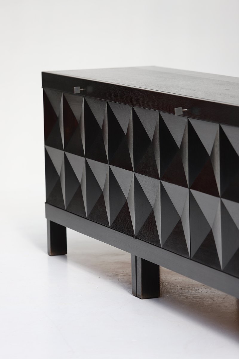 Brutalist Ebonized Oak Sideboard by J. Batenburg for Mi, Belgium, 1969