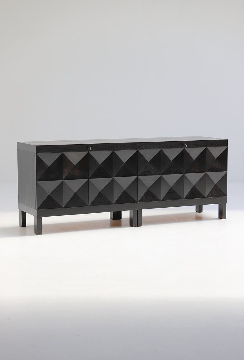 Brutalist Ebonized Oak Sideboard by J. Batenburg for Mi, Belgium, 1969