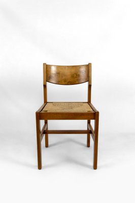 Brutalist Elm Chairs with Straw Seats from Maison Regain, 1960, Set of 6-XNH-1804647