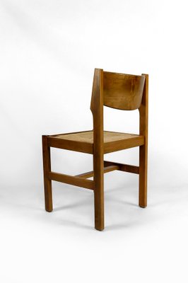 Brutalist Elm Chairs with Straw Seats from Maison Regain, 1960, Set of 6-XNH-1804647