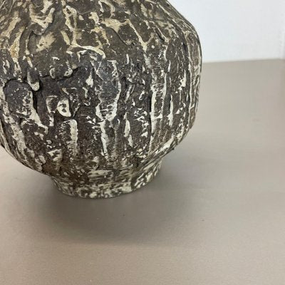 Brutalist Fat Lava Vase in Grey Ceramic attributed to Ilkra, Germany, 1970s-QZ-1706129