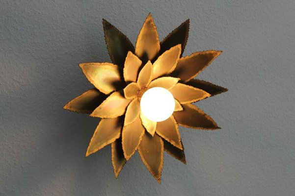 Brutalist Flower Wall Lamp from Maison Jansen-ESB-1376811