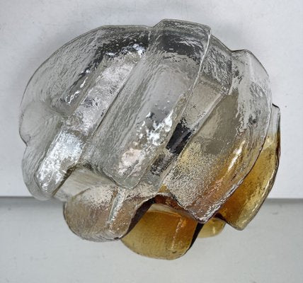 Brutalist Flush Mount of Clear and Amber Frosted Ice Glass, Germany, 1960s-WZZ-1405376