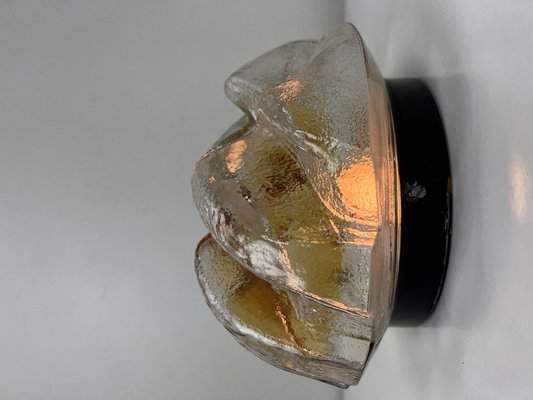 Brutalist Flush Mount of Clear and Amber Frosted Ice Glass, Germany, 1960s-WZZ-1405376