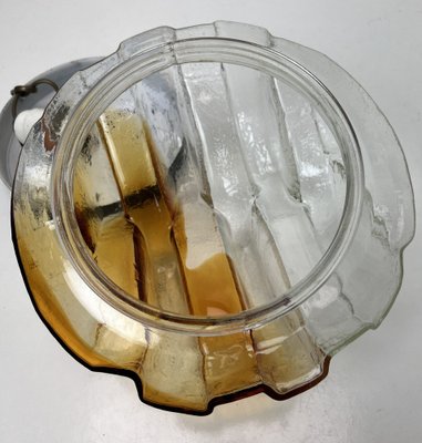 Brutalist Flush Mount of Clear and Amber Frosted Ice Glass, Germany, 1960s-WZZ-1405376