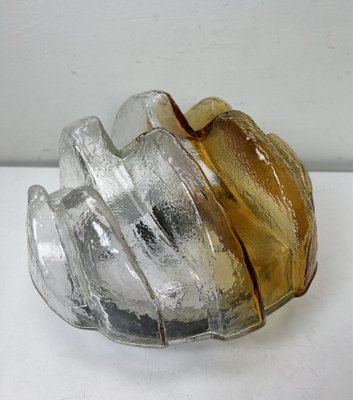 Brutalist Flush Mount of Clear and Amber Frosted Ice Glass, Germany, 1960s-WZZ-1405376