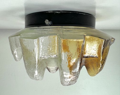 Brutalist Flush Mount of Clear and Amber Frosted Ice Glass, Germany, 1960s-WZZ-1405376