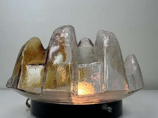 Brutalist Flush Mount of Clear and Amber Frosted Ice Glass, Germany, 1960s-WZZ-1405376