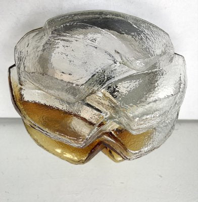 Brutalist Flush Mount of Clear and Amber Frosted Ice Glass, Germany, 1960s-WZZ-1405376