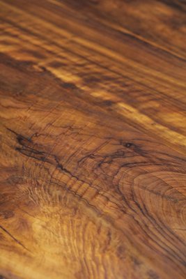 Brutalist French Dining Table and Benches in Solid Olive Wood, 1960s-YU-946279