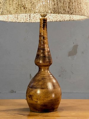 Brutalist French Orange Ceramic Table Lamp, 1970s-NLF-1383859