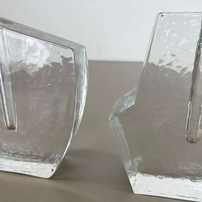 Brutalist German Rock Glass Vases from Peill and Putzler, 1970s, Set of 2-QZ-1161702