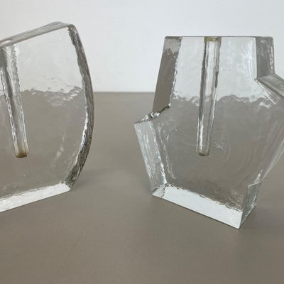 Brutalist German Rock Glass Vases from Peill and Putzler, 1970s, Set of 2-QZ-1161702