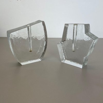 Brutalist German Rock Glass Vases from Peill and Putzler, 1970s, Set of 2-QZ-1161702