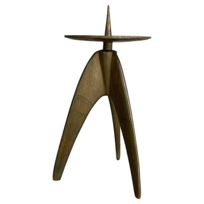 Brutalist German Sculptural Tripod Candleholder in Brass, 1970s-QZ-1251056