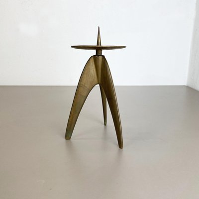 Brutalist German Sculptural Tripod Candleholder in Brass, 1970s-QZ-1251056