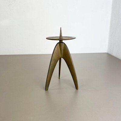 Brutalist German Sculptural Tripod Candleholder in Brass, 1970s-QZ-1251056