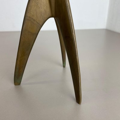 Brutalist German Sculptural Tripod Candleholder in Brass, 1970s-QZ-1251056