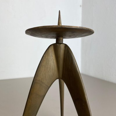 Brutalist German Sculptural Tripod Candleholder in Brass, 1970s-QZ-1251056