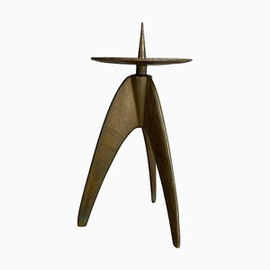 Brutalist German Sculptural Tripod Candleholder in Brass, 1970s-QZ-1251056