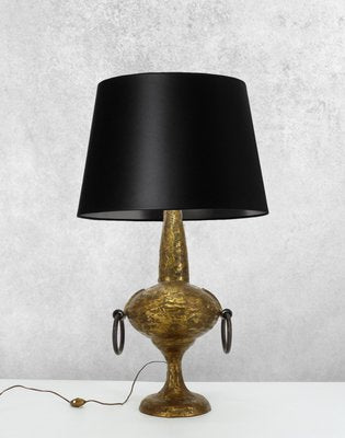 Brutalist Gilded Bronze Lamp by Max Bre 1970s-DQG-2021224